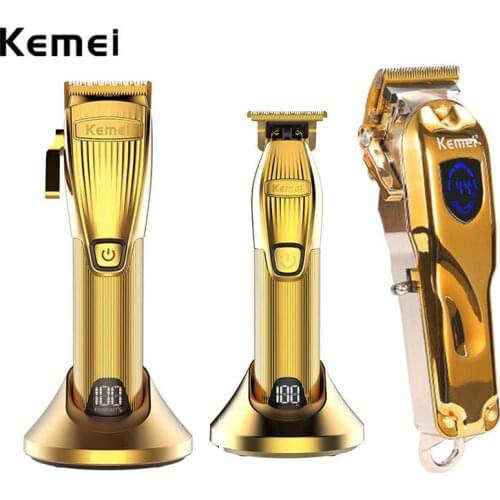 Kemei Professional Barber Shop Hair Clipper Kit 0mm Trimmer Electric Shaver Finish Machine Set Cordless/Corded Li-on Clip