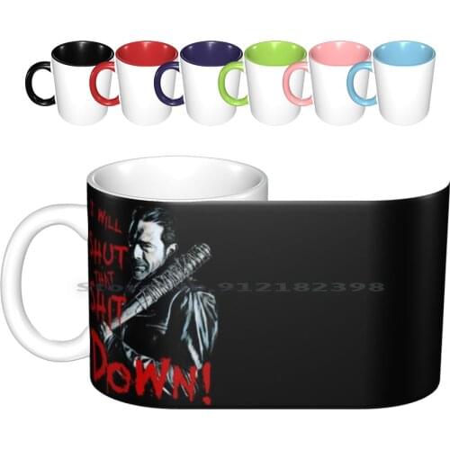 Negan Ceramic Mugs Coffee Cups Milk Tea Mug Negan The Walking Dead Zombie Daryl Rick Grimes Carl Mishone Carol Horror Tv Show