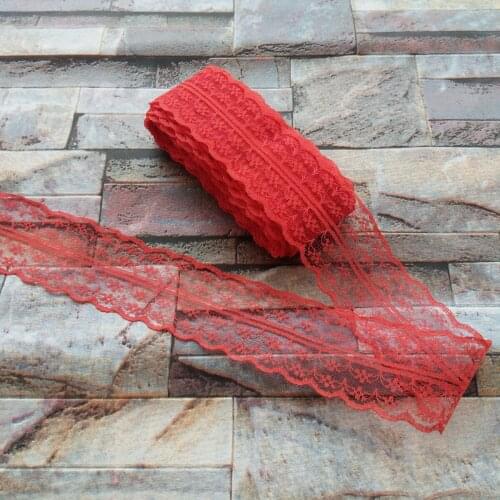 Beautiful Red 10 Yards 45mm Width Net Embroidery Lace Bilateral DIY Jewelry, Clothing, Wedding, Sewing accessories
