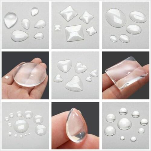 Round Square Oval Flat Back Glass Cabochon 12mm 20mm 25mm Transparent Clear Cabochon Cameo Cover for DIY Jewelry Making