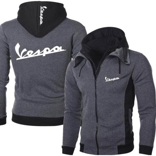 2021 Fashion NEW Brand Moto vespa hoodie Design Print Fleece Men Zipper for Sweatshirts Casual Men Hoodie Tops