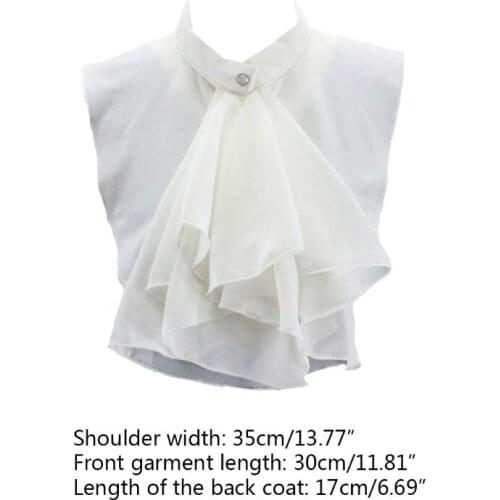 2021 New Ladies Women European Vintage Style Half Shirt Blouse Chiffon False Fake Collar with Exaggerate Ruffle Flounce Jabot