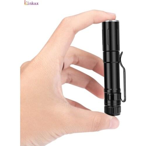 Super Mini Flashlight with Clip Portable Lamp 3 Light Modes Adjustable Focus Power By 1*AAA Battery For Hunting,Cycling,Camping