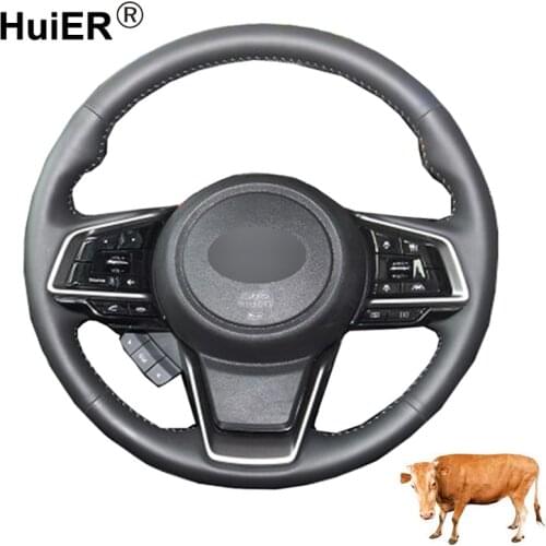 Hand Sewing Car Steering Wheel Cover Top Cow Leather For Subaru Forester Ascent 2019 Crosstrek 2018-2019 Impreza Outback Legacy