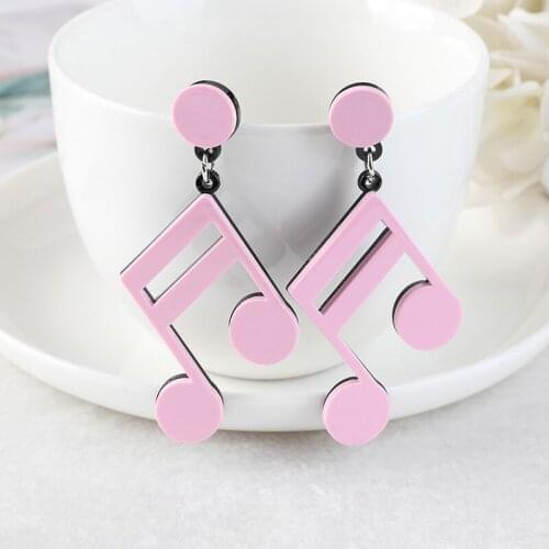 Womens Earrings Music Note Drop Earrings Acrylic for Girls Women Children Birthday Gift Lovely Jewelry