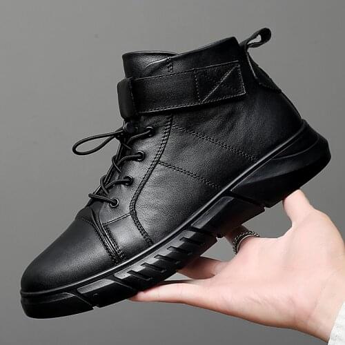 Autumn Winter Tide Shoes Mens High Korean Version Of The Trend Shoes Plus Velvet Cotton Shoes Men High Top Sneakers