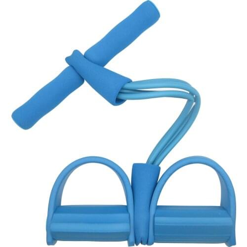 Gym Fitness Sits Up Assistant 4 Tubes Pull Rope Resistance Bands Latex Pedal Belly Abdominal Exercise Equipment Workout for Home
