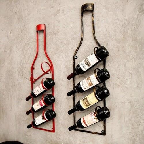 Home Bar Decoration Wine Bottle Holder Wall Vintage Wine Rack Wall Hanging Loft Creative Restaurant Decoracion Habitacion