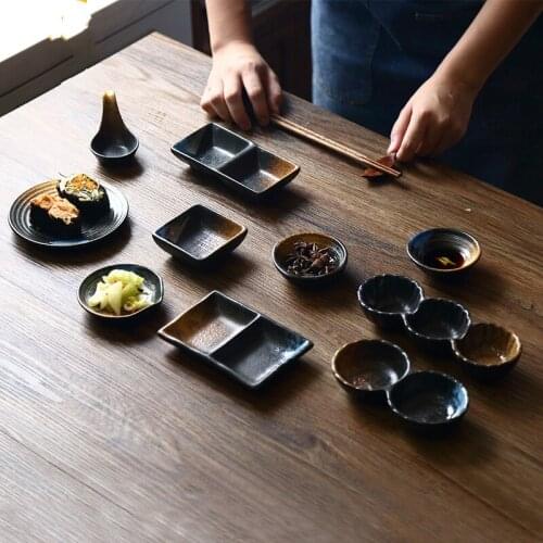 Japanese Style Ceramic Sauce Dish Round Square Household Hotel Small Dish Seasoning Soy Sauce Dish Tableware