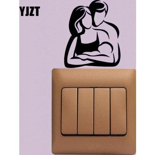 YJZT Family Parents Child Baby Mom And Dad Vinyl Wall Decals Fashion Decor Switch Stickers Black 8SS-2726
