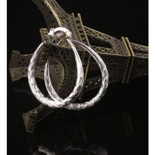 2016 New Fashion oval U shape edged Silver Plated hoop earrings for women female earring Drop Shipping