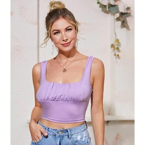 Purple Short Womens Tops 2021 Summer Casual Slim Bodycon Versatile Sexy Tank Top Women Backless Sleeveless Clothes for Women