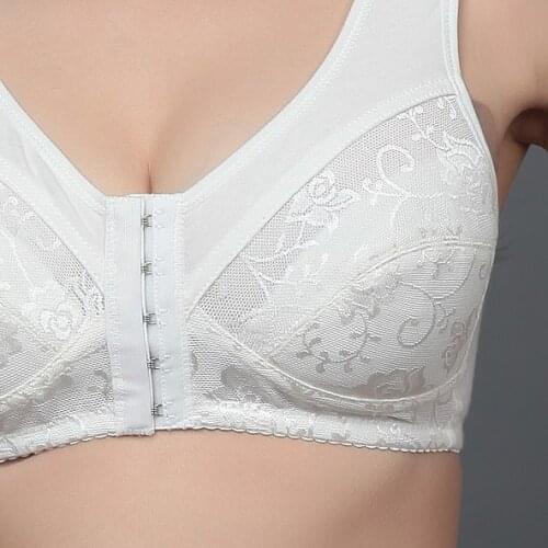 Solid white bra floral lace sexy bras for women push up bralette vest wide straps backless U wire free bras plus size bts bh C3