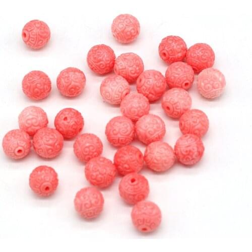 10Pcs Natural Coral Beads Round Pink Arabesquitic Coral Loose Beads Necklace Accessories Coral Charm for Jewelry Making Bracelet
