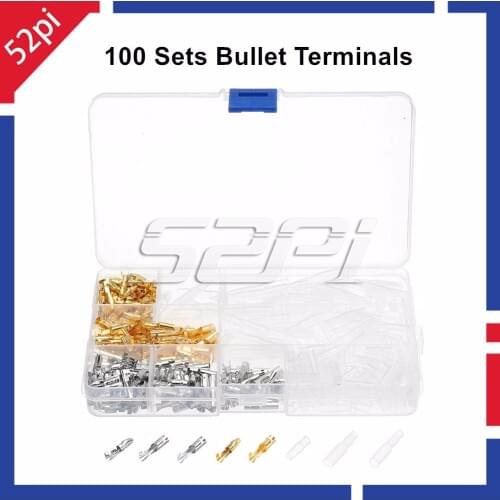 100 Sets 3.9mm Brass Female & Male Bullet Connectors Terminals With Insulated Covers for Motorcycle Car Truck Scooter Socket