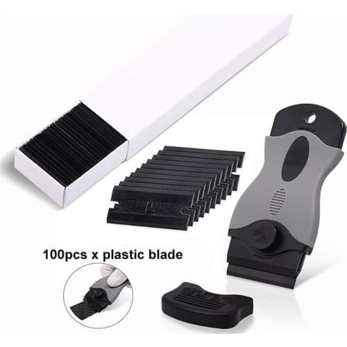 100PCS Car Wash Cleaning Tool Razor Scraper Oven Window Tint Clean Shovel Sticker Remover Black Blade Vinyl Wrap Ceramic Glass