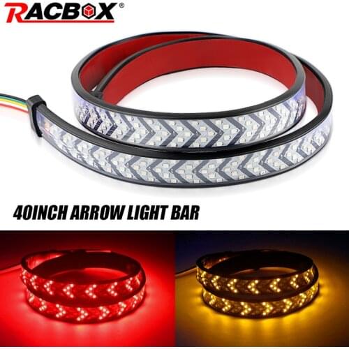 12V Flexible Arrow LED Strip DRL Running Light 40 inch 100cm Red Yellow Car Truck Pickup Tailgate LED Turn Signal Running Strip