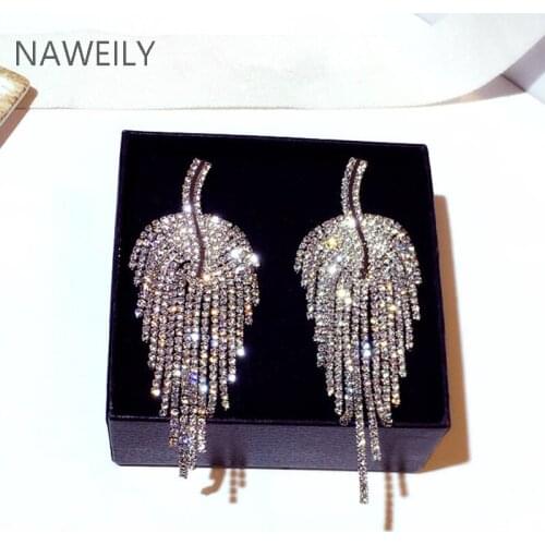 Bling Crystal Tassel Earrings For Women Luxury Drop Earring Feminia Gorgeous Jewellery Party Jewelry Pendant Accessories