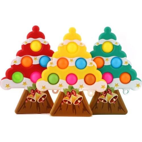 Pop it 3 packs Cartoon Pressure Release Props Christmas 3 Pressure Release Toys Decompression Toys Randomly match colors