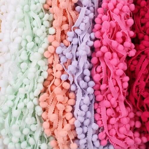 5 Yards Pom Pom Trim Ball 10 mm MINI Pearl Pompom Fringe Ribbon Sewing Lace Kintted Fabric Handmade DIY Craft Accessories