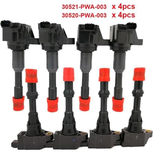 8pcs Front Rear Ignition Coil System Fit Honda Civic 7 8 VII VIII JAZZ FIT 2 3 II III 1.2 1.3 1.4 30520PWA003 30521PWA003