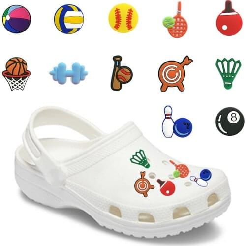 6-20pcs/lot Basketball Football PVC Shoe Accessories Decorations Soccer Volleyball JIBZ Croc Charms Fit Bracelets Kids Gift