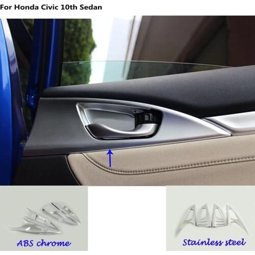 Car styling body cover stick trim inside door inner handle bowl frame hoods 4pcs For Honda Civic 10th Sedan 2016 2017 2018