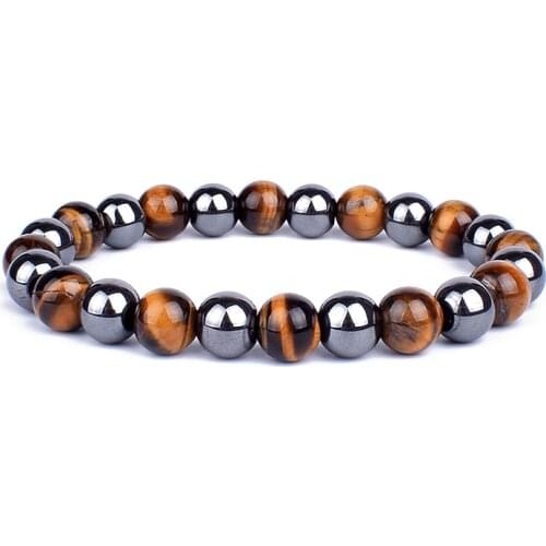 Yellow Tiger Eye Hematite Bracelets Men Positive Energy Hematite Charm Bracelets Women Natural Stone Lucky Bracelet Jewelry
