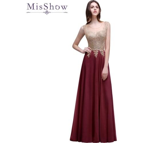 Cheap Women Long Evening Dresses Appliques Burgundy Sleeveless dress Robe de Soiree Longue Evening Gowns Formal Party Dress
