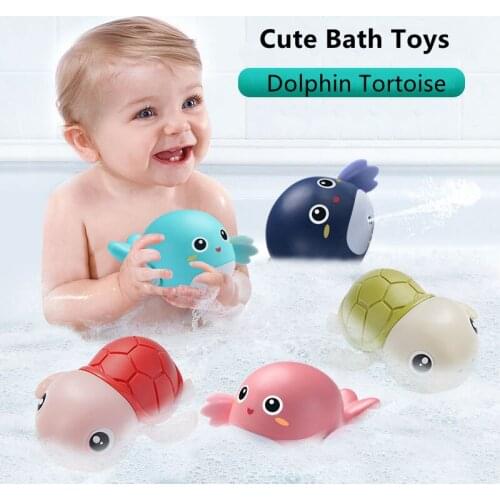 Baby Dolphin Water Bath Toy Cute Classic Infant Cartoon Animal Doll Infant Swim Wound-up Chain Clockwork Kids Beach Bath Toys