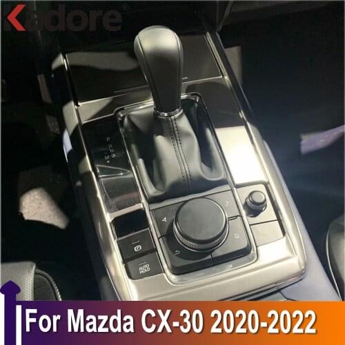 For Mazda CX-30 CX30 2020 2021 2022 Carbon Fiber Car Gear Shift Box Panel Cover Sticker Trim Strips Garnish Accessories