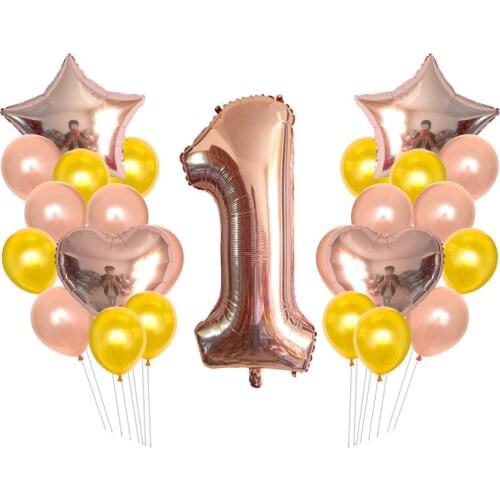 1set Number 1 Foil Balloons 1st Birthday Balloon Party Decoration Baby Shower Boy Girl Balls Helium Globos 1 One Year Supplies
