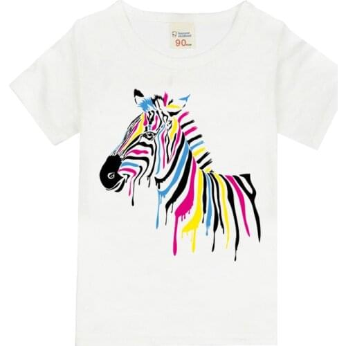 1-8 Years Watercolor Rainbow Zebra Print T Shirt Zebra Shirt Cotton Boy Tops