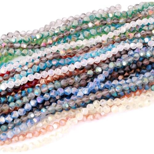Hot 6mm Irregular Cut Round Shape Beads 196pcs/lot Multi Colors Crystal Glass Pendants Loose Spacer Jewelry Making DIY Beads