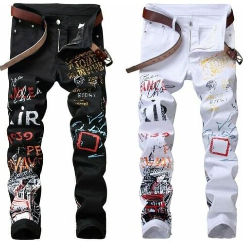 Hot High Street Fashion Mens Jeans Night Club Black White Color New