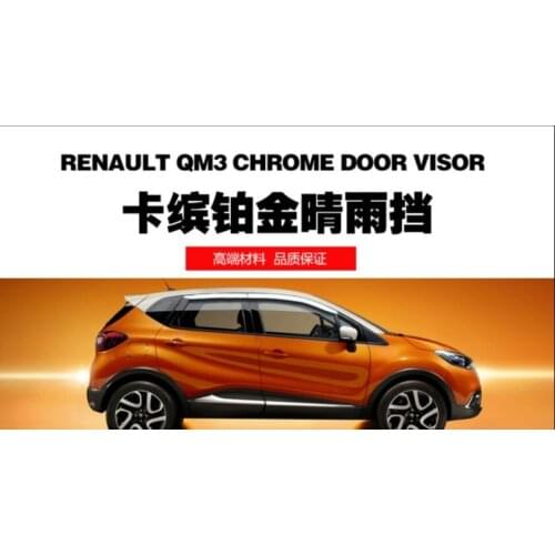 Chrome Door Rain Visor Side Window Deflector Shade Sun Wind Shield Silver Trips Eaves for Renault Captur Qm3