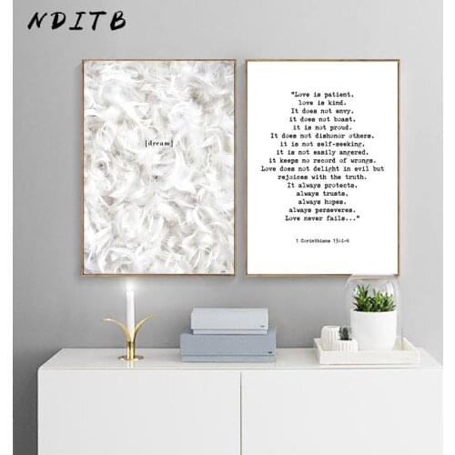 Feather Canvas Painting Wall Art Poster Nordic Print Modern Minimalist Famous Quotes Wall Pictures for Living Room Decoration