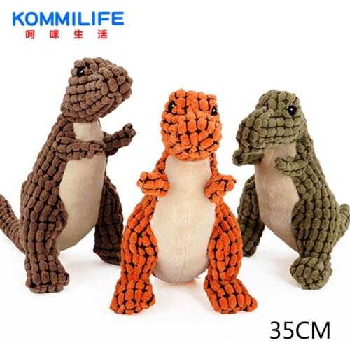 KOMMILIFE Bite Resistant Pet Toy for Small Large Dogs Plush Dinosaur Sound Dog Toys Molar Chew Pet Toys Dog Accessories
