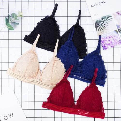 2 pcs Lace Sexy Lingerie Wire Free Bra Women Padded Push Up Bralette Female Brassiere Soft Backless Fashion Bras Underwear