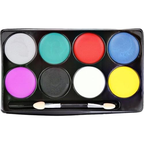 8 Colors Face Body Art Painting Oil Non Toxic Water Party With Halloween Pigment Makeup Paint Cosmetic Oil Palette Brush Ta T4Z7