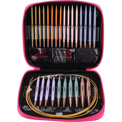 13 Pair Crochet Hook Circular Knitting Needles Set with Aluminum Home Case DIY Art Craft Weaving Sewing Crafts Stitches Tools