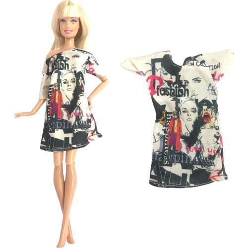 NK 1 Pcs Doll Dress Hip Hop Skirt Casual Wear Outfit Fashion Style Pattern Shirt Clothes for Barbie Doll Accessories Girl Toys