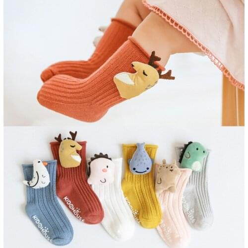 2020 2 Pairs/Set Baby Boy Girl Socks Cotton Toddler Anti-slip Floor Sock 3D Cartoon Newborn Sock Kids Accessories 0-3 year