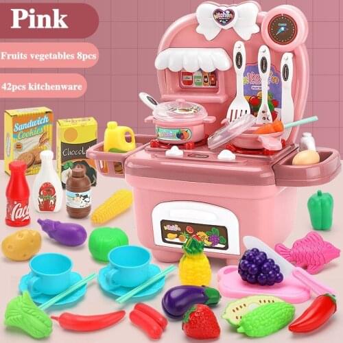 New Large Simulation Kitchen Toy Children Cooking Food Pretend Interactive Dishwasher Shopping Cart Toys Boy Girl Birthday Gift