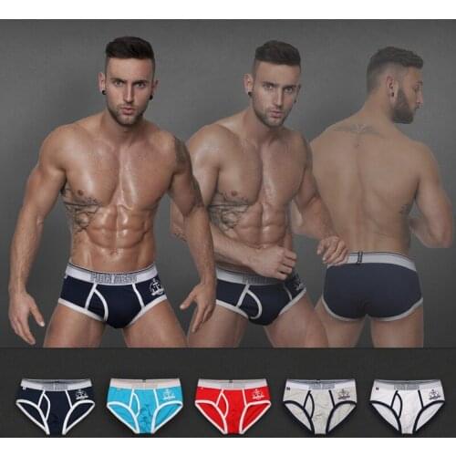 2015 New side opening mens cotton brief short stretched cotton pants high quality mens underwear intimate mens undergarment