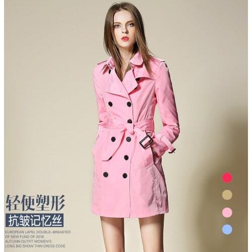 2018 New Fashion Womens autumn thin coat long Trench branded button with sashes Overcoat anti-wrinkle classic outfit female