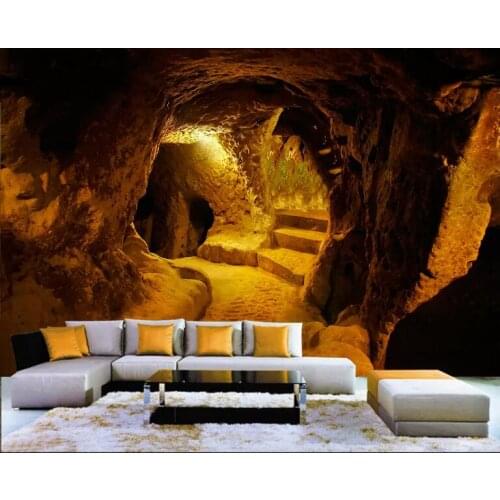 Papel de parede Custom wallpaper 3d Original Cave stone cave three large-scale sofa background wall papers home decor