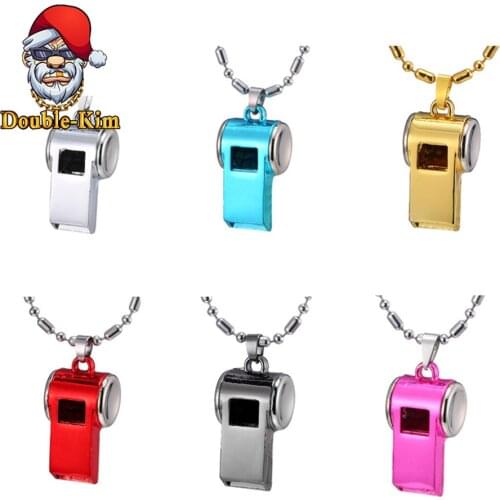 Colorful Whistle Pendant Necklace Hiphop Rock Street Culture Zinc Alloy Inlaid Zircon Chain Necklace Fashion Man Jewelry Gift