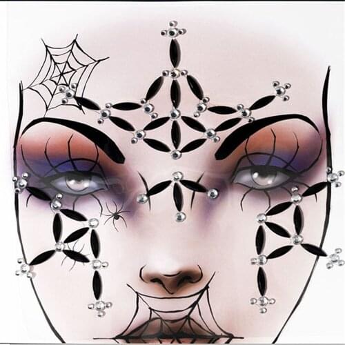 Spider Web Make Up Horrible Face Gem Face Jewel Decor Halloween Face Tattoo Party Make Up Fake Tattoo