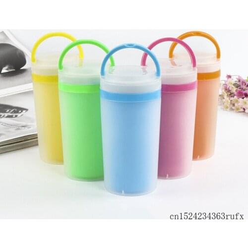 100 Pcs Plastic Water Bottle Leak Proof Office Coffee Bottle Froeted Colorful PP Student Bottle with Handle